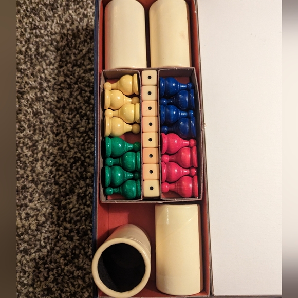 Vintage Parcheesi 1964 Board Game Gold Seal Edition Wooden Pieces Backgammon - Picture 5 of 7